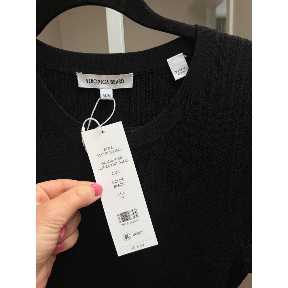 NEW Veronica Beard Elthea Knit Dress Black Belted Size Medium - Picture 6 of 8